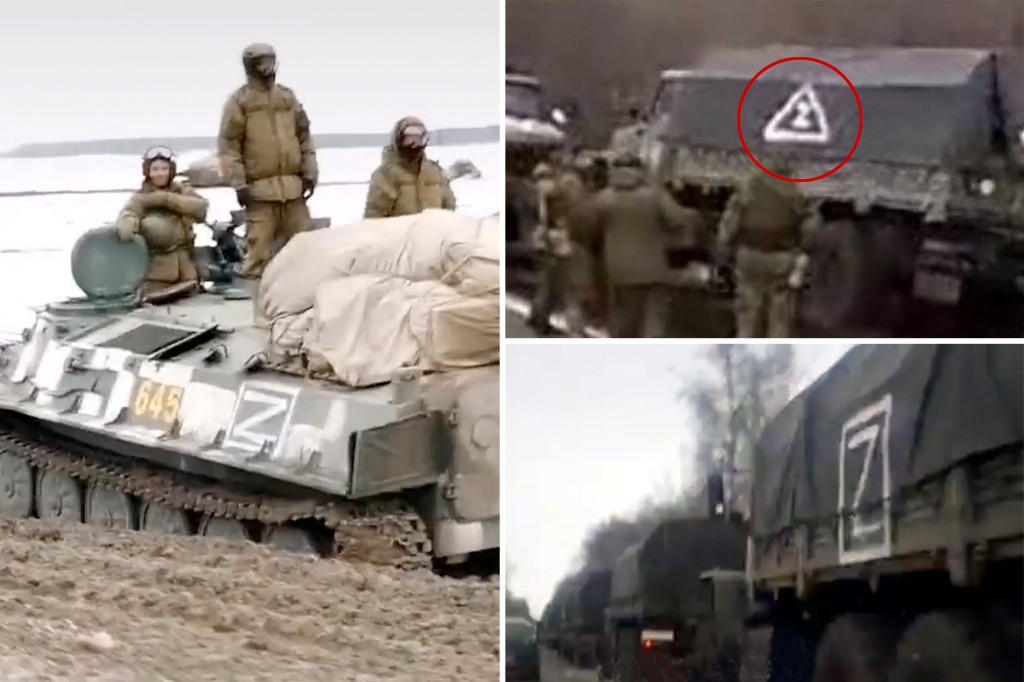 神秘的な「Z」でマークされたロシアの戦車がウクライナに入る
