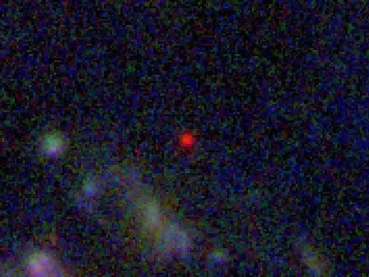 赤い点は、これまでに観測された中で最も古い銀河です。