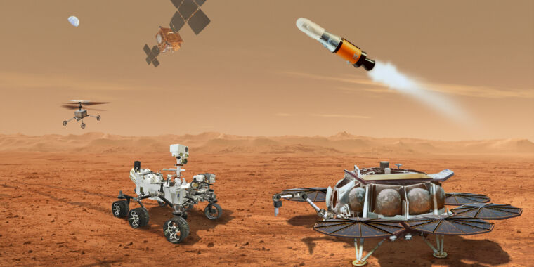 NASAのレビューは、ヘリコプターを使用するために火星のサンプルを返す計画です