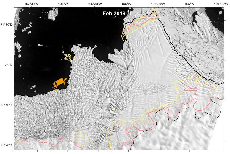 スウェイツ氷河 Landsat 8 衛星地図