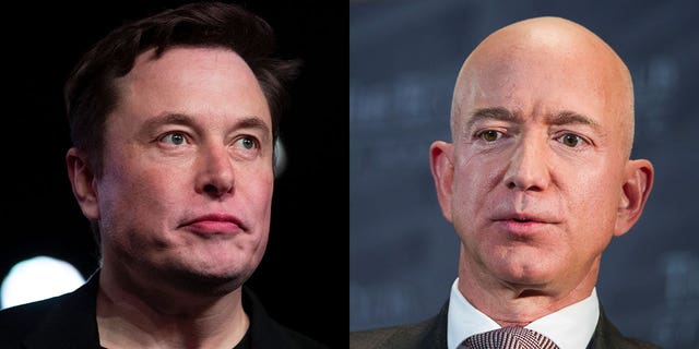 テスラCEOのイーロン・マスクとアマゾン創業者のジェフ・ベゾス。