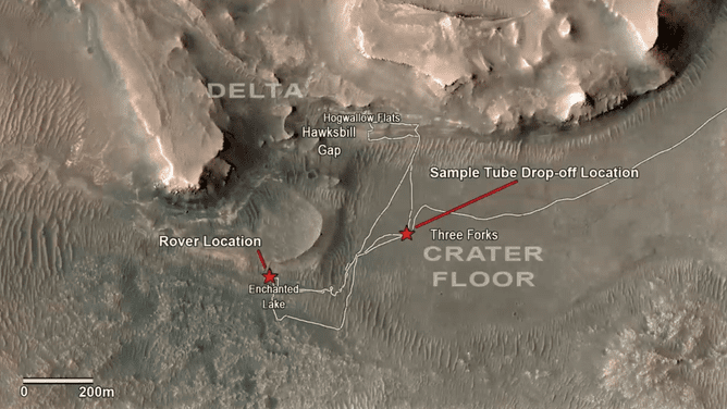 火星にある NASA の火星探査機のサンプル収集サイト。