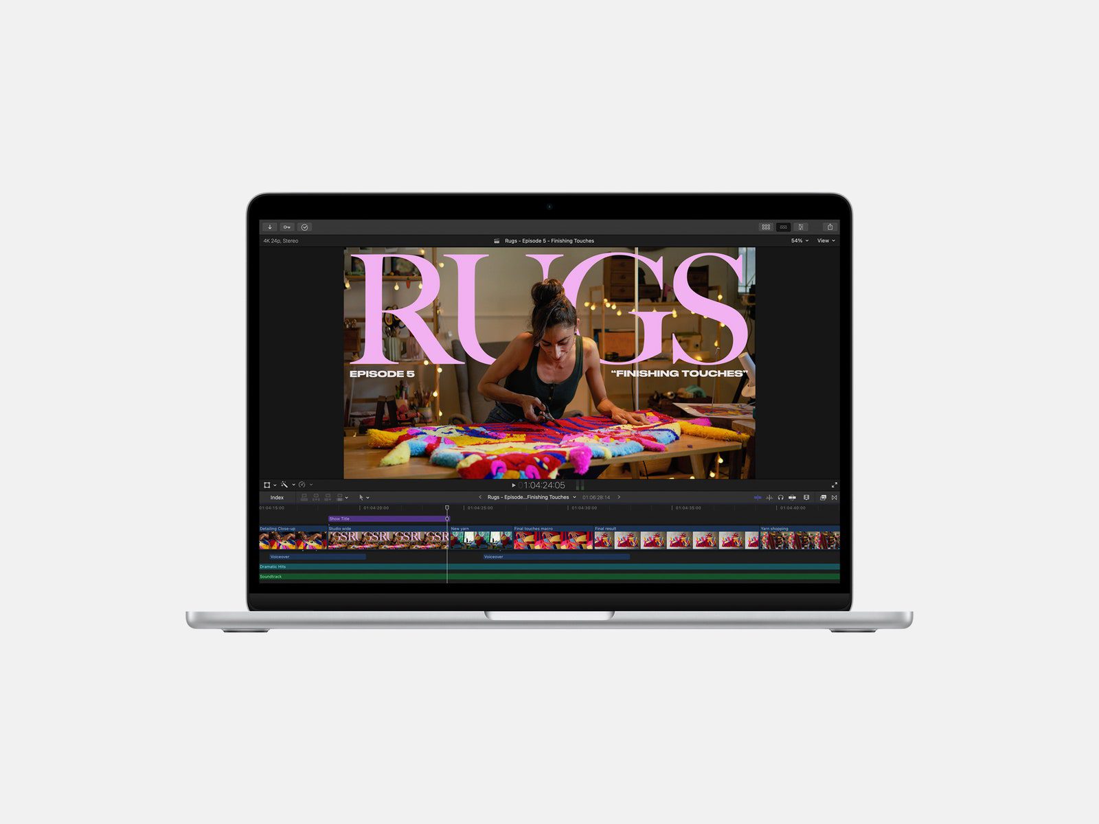 Final Cut Pro X を表示する M2 搭載の MacBook Air