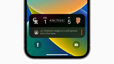 iOS 16 MLB Sports Live アクティビティ