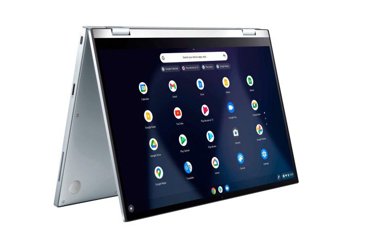 白い背景に ASUS Chromebook Flip C433 ノートパソコン。